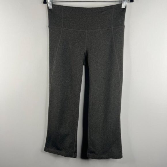 Lululemon Gather & Crow Crop Leggings Pants Size 6 Heathered Coal / Wee Stripe - Picture 2 of 6